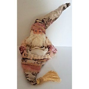 Vintage SANTA Claus Ceramic Face and Hands Hanging Bag Stocking Christmas RARE